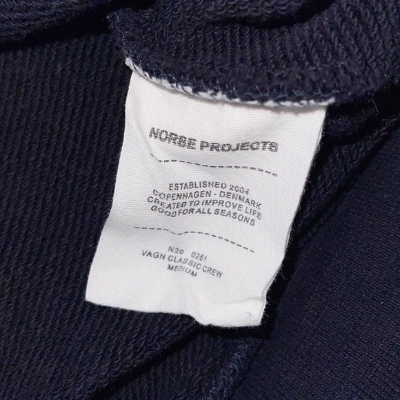 Norse Projects Navy Vagn Classic Crew Long Sleeve Cotton Sweatshirt Size M - Picture 9 of 10